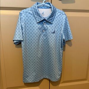 Coolybri Boys' Light Blue Golf Print Polo Shirt